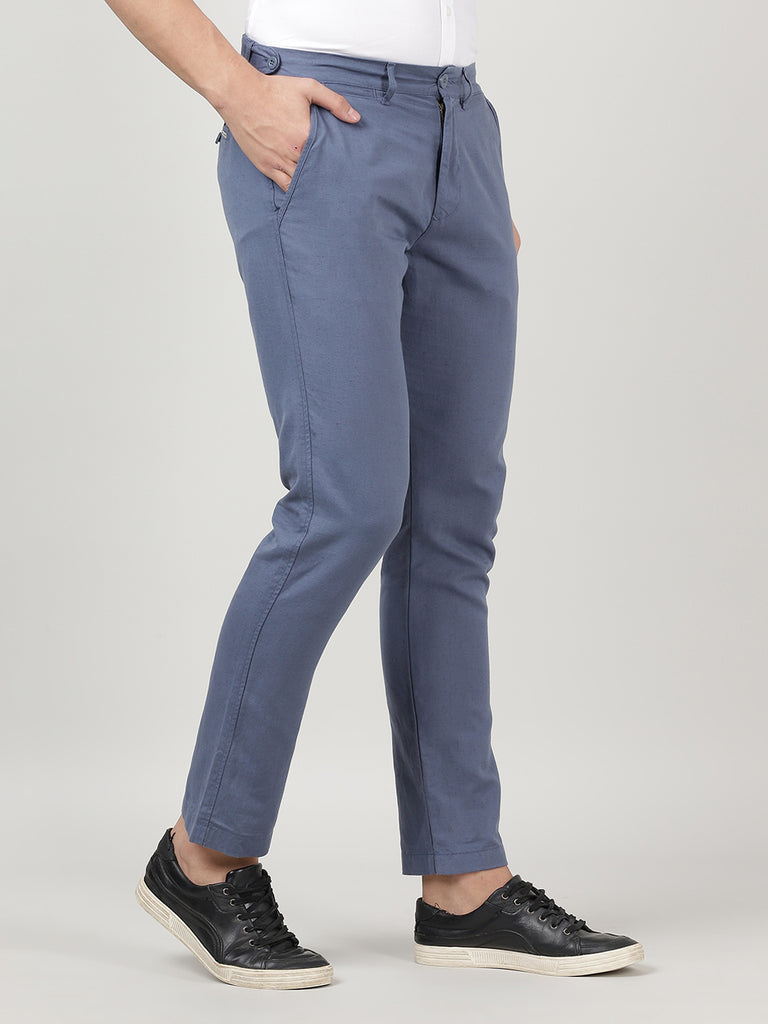 Buy Turquoise Cotton Linen Pants | FALL23/SABI/PANTS/07/HASP9 | The loom